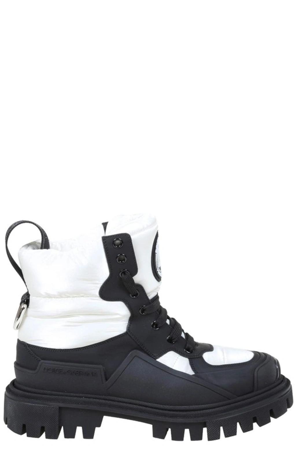 Trekking Boots In Nylon And Leather In Bianco Nero Product Image