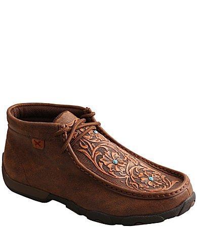 Twisted X Womens Tooled Turquoise Stud Chukka Driving Mocs Product Image