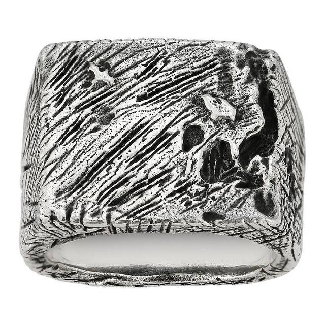 Menster Sterling Silver Oxidized Square Signet Ring, Mens Product Image