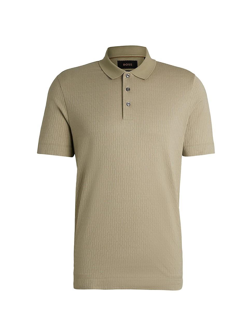 Mens Regular-Fit Polo Shirt in Quilted Cotton and Silk Product Image