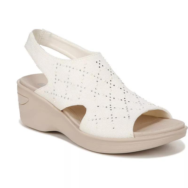 Bzees Destiny Bright Womens Slingback Wedge Sandals Sugar Ivory Shimmer Product Image