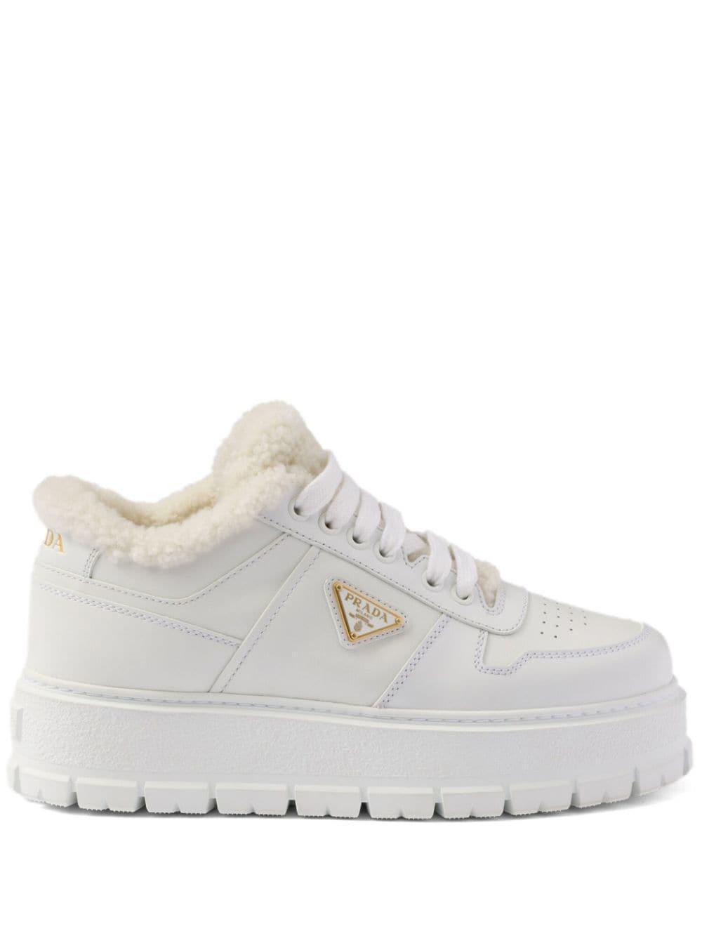 PRADA Leather Sneakers In White Product Image