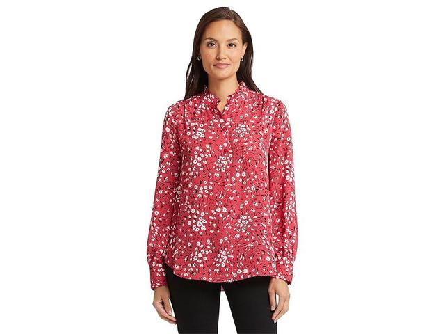 NYDJ Ruffle Neck Blouse (Cherry Creek) Women's Clothing Product Image