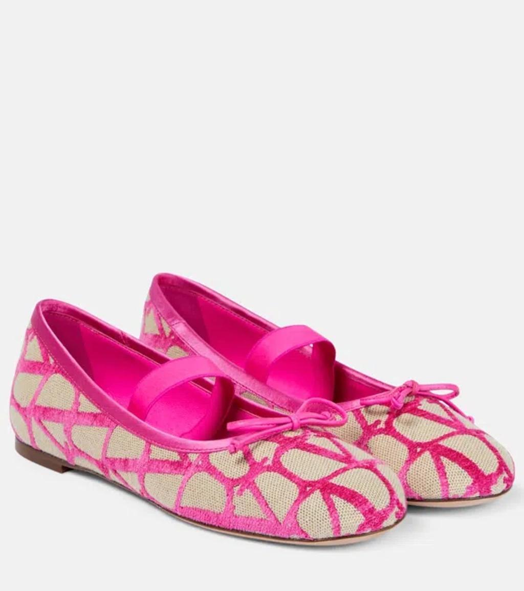 Toile Iconographe Leather-trimmed Ballet Flats In Pink Product Image