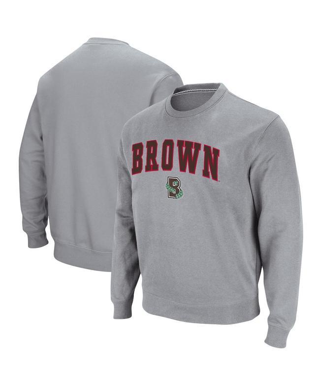 Mens Colosseum Heathered Gray Brown Bears Arch Logo Tackle Twill Pullover Sweatshirt Product Image