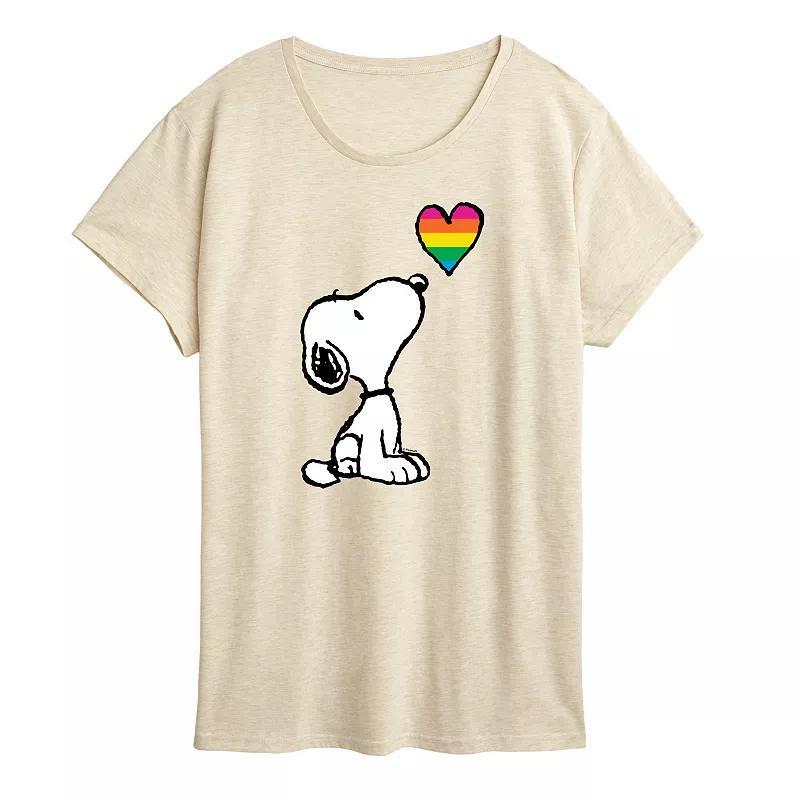 Womens Peanuts Snoopy Rainbow Heart Graphic Tee Product Image