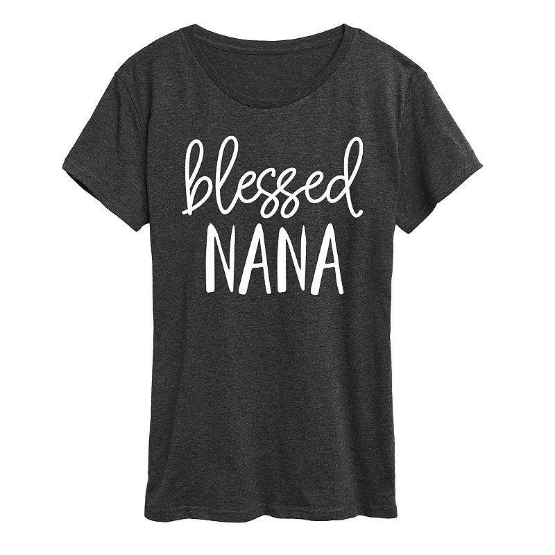 Womens Blessed Nana Graphic Tee Grey Green Product Image