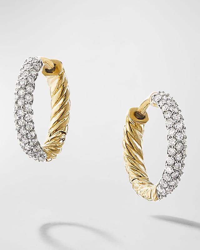 Womens Petite Pav Huggie Hoop Earrings With Diamonds In 18K Yellow Gold Product Image