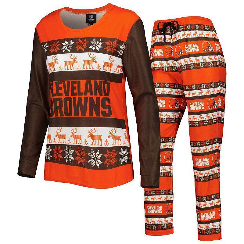 Womens FOCO Cleveland Browns Holiday Ugly Pajama Set Product Image