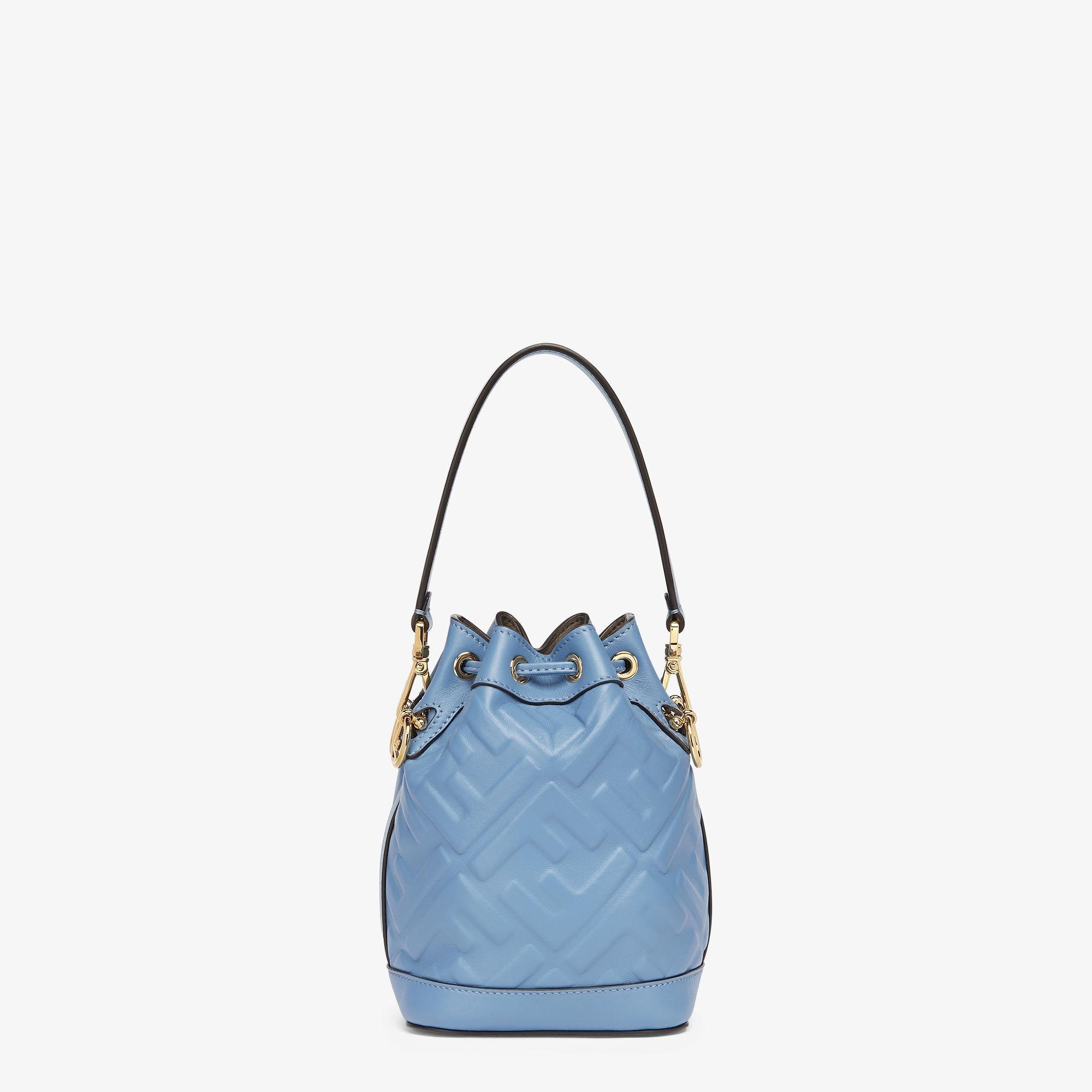 Mon TresorLight blue leather mini-bag with FF motif Product Image