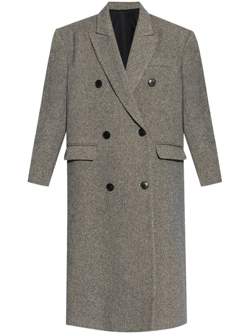 ISABEL MARANT Grey Double Breasted Trench Coat In Black Product Image