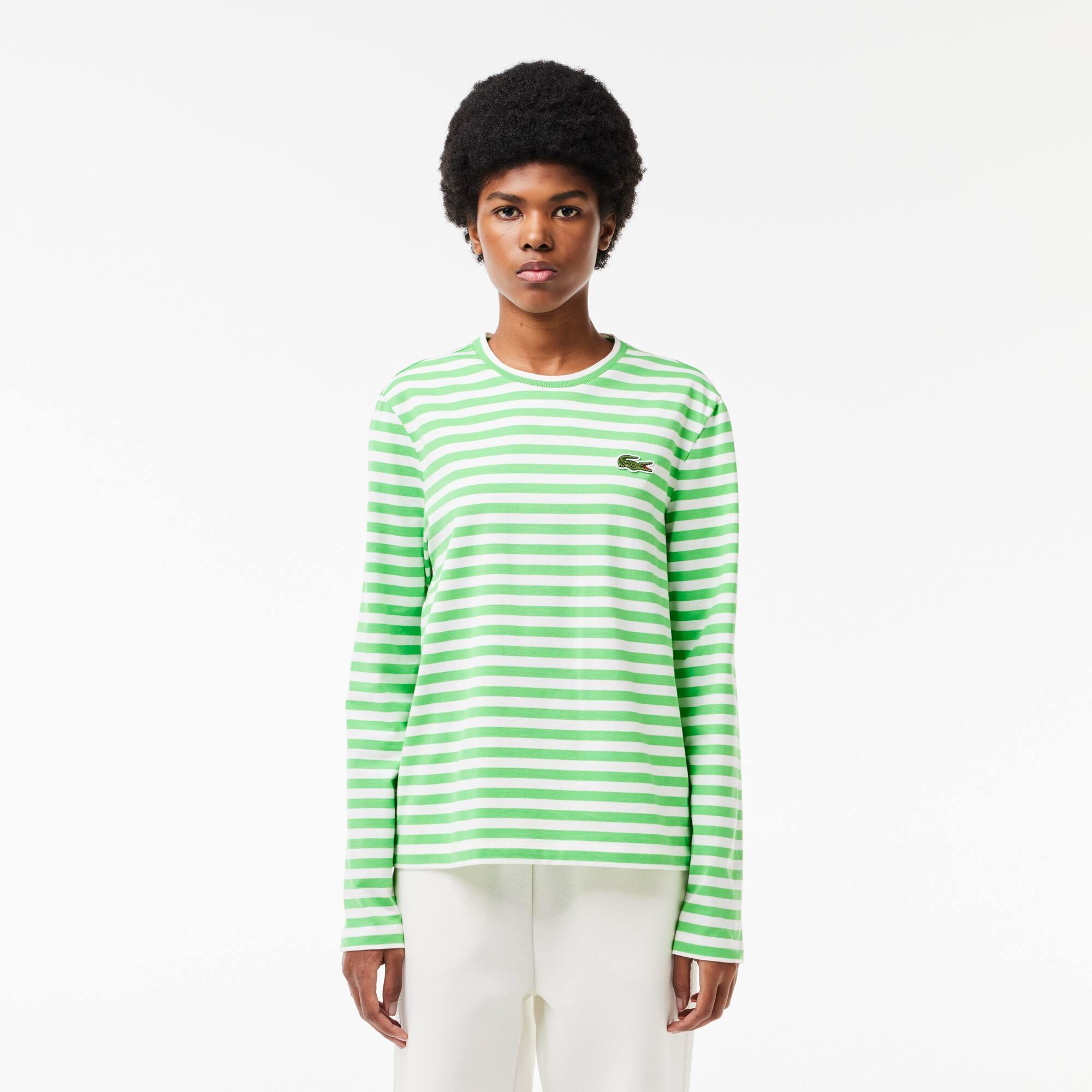 Long Sleeved Striped Cotton T-shirt Product Image