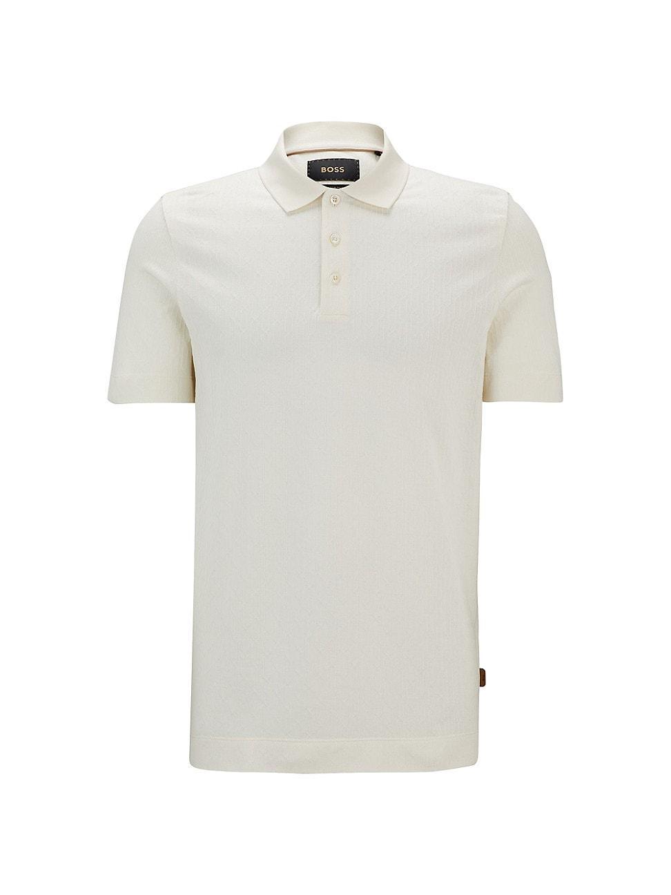 Mens Regular-Fit Polo Shirt in Quilted Cotton and Silk Product Image