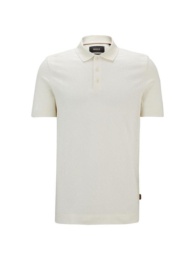 Mens Regular-Fit Polo Shirt in Quilted Cotton and Silk Product Image