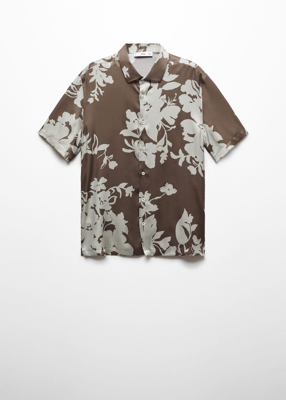 MANGO MAN - Flowy floral print shirt medium brownMen Product Image