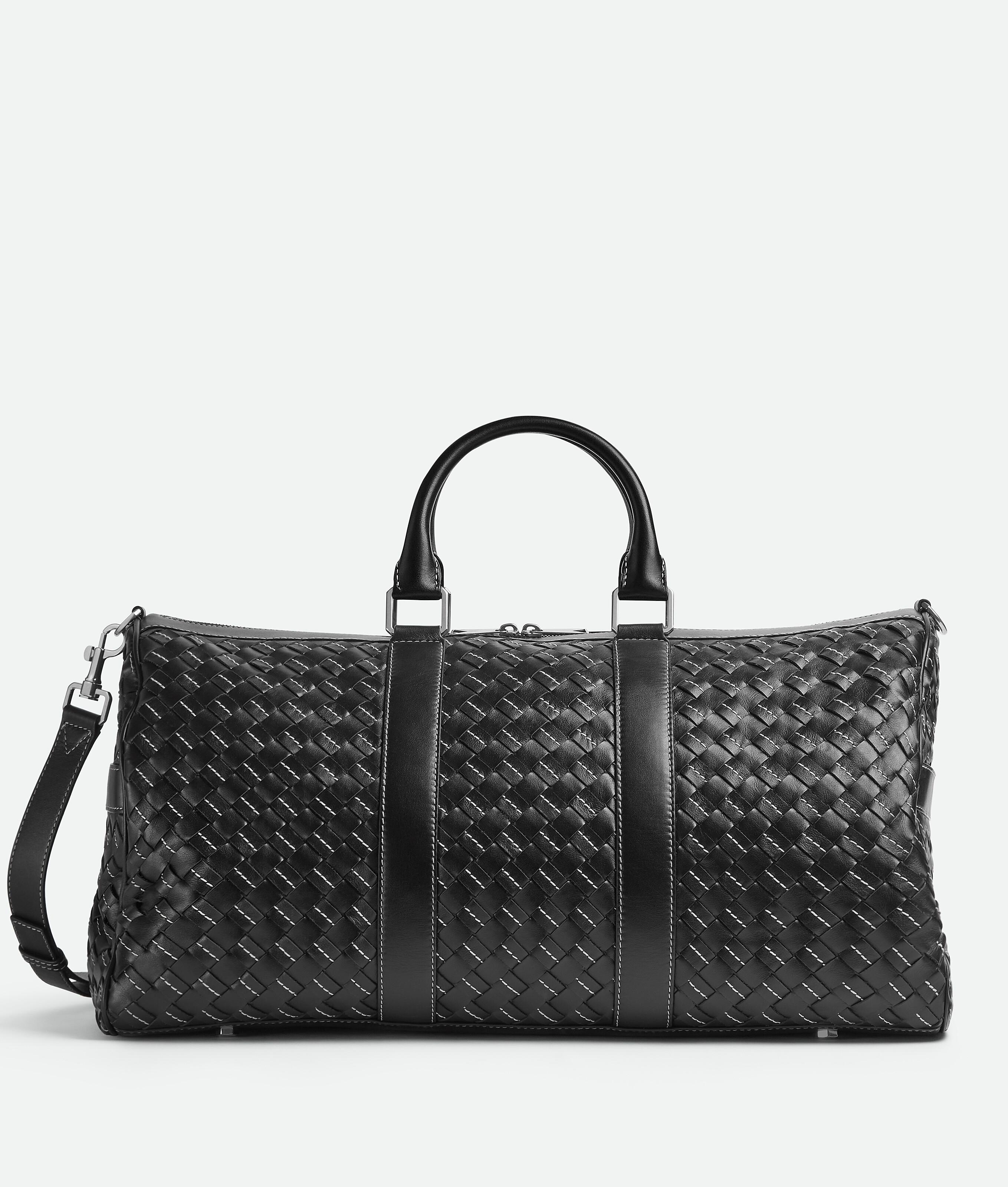 Men's Medium Intrecciato Duffle in Black / Natural Product Image