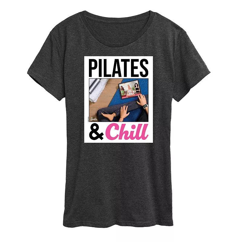 Womens Barbie Pilates And Chill Graphic Tee Heather Grey Product Image