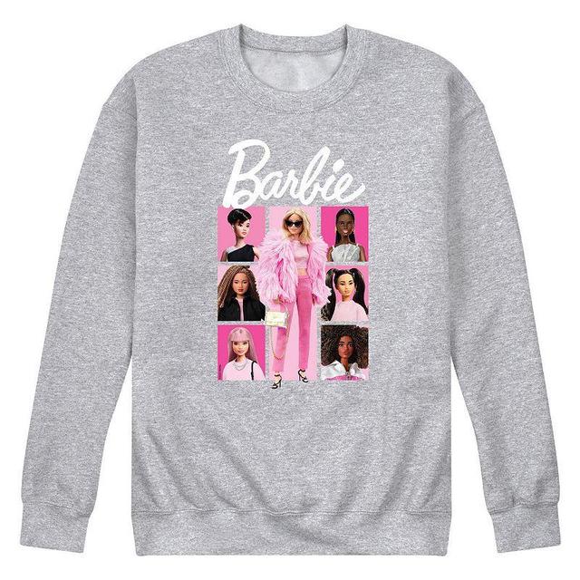 Mens Barbie Pink Grid Fleece Sweatshirt Grey Gray Product Image