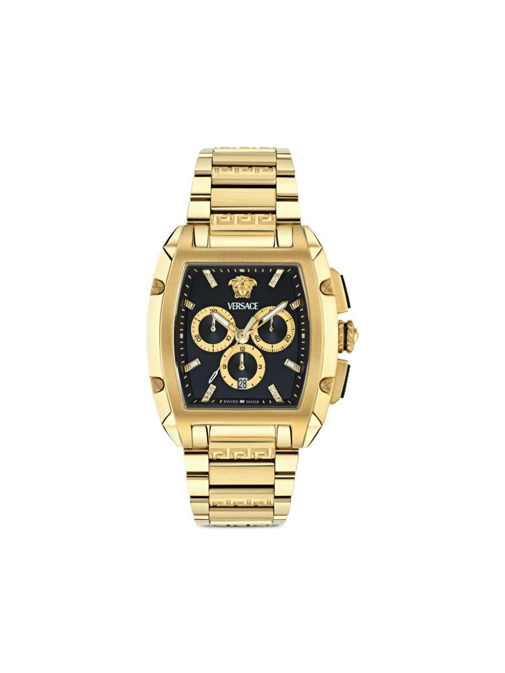 VERSACE Men's Swiss Chronograph Dominus Gold Ion Plated Bracelet Watch 42x50mm In Yellow Gold Product Image