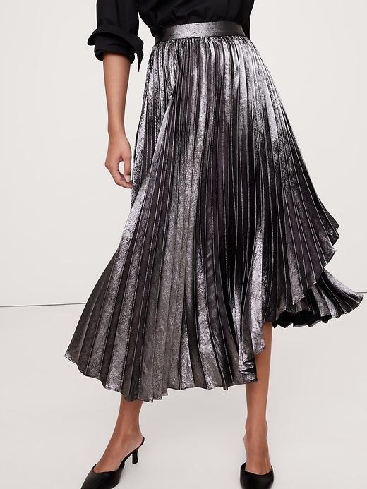 Pleated Asymmetrical Midi Skirt Product Image