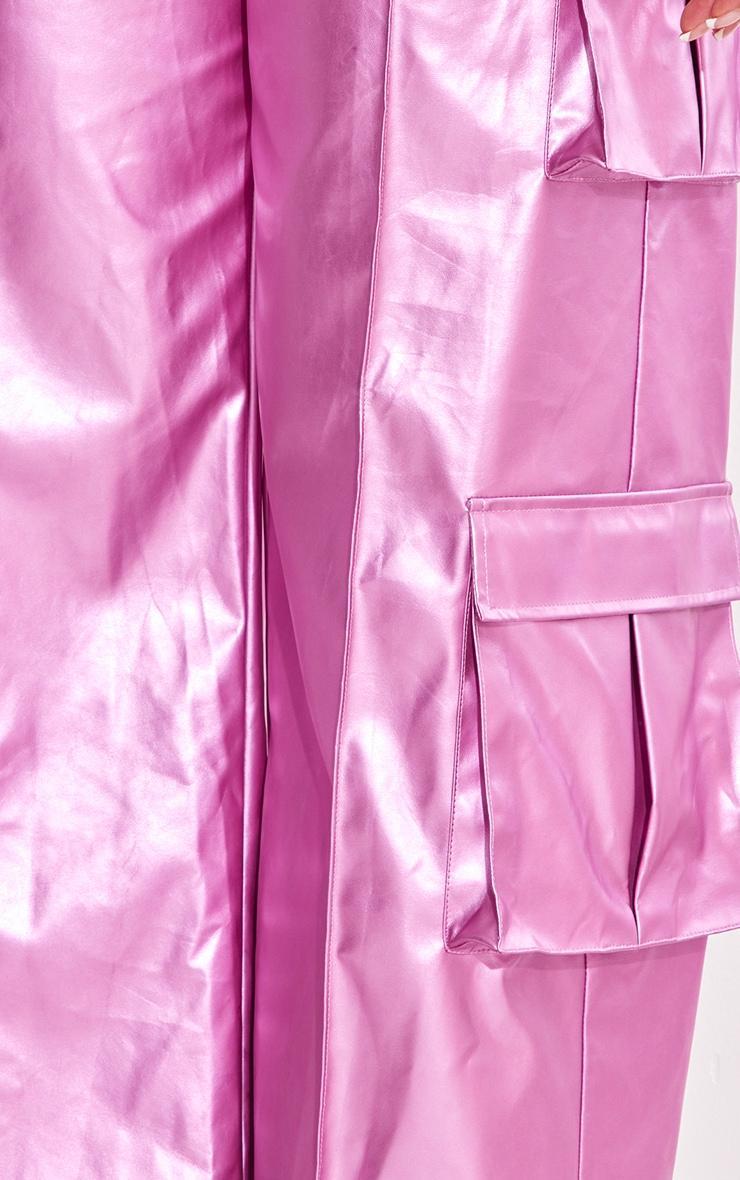 Shape Pink Metallic Faux Leather Cargo Pants Product Image