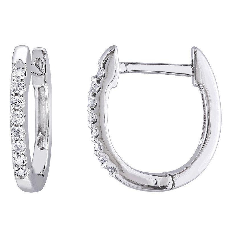 Stella Grace 10K White Gold 1/10 Carat T.W. Diamond Hoop Earrings, Womens, 10k Whgold Product Image