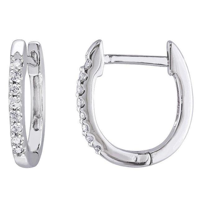 Stella Grace 10K White Gold 1/10 Carat T.W. Diamond Hoop Earrings, Womens Product Image