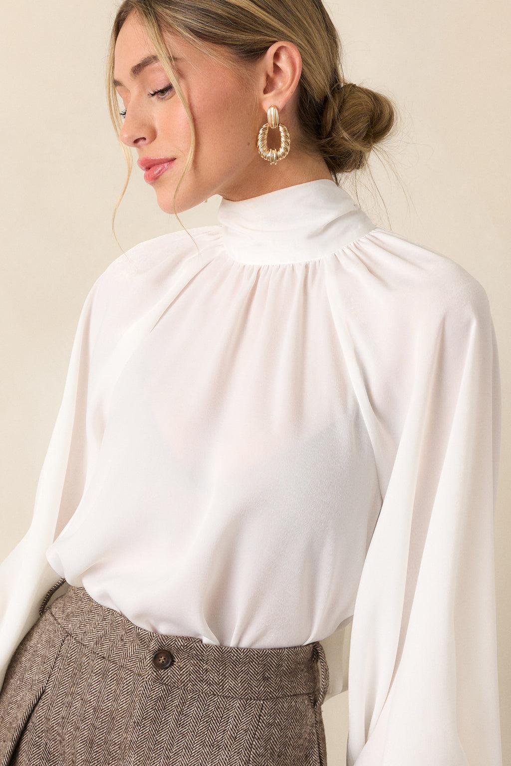 World Class White Bow Tie Blouse Product Image