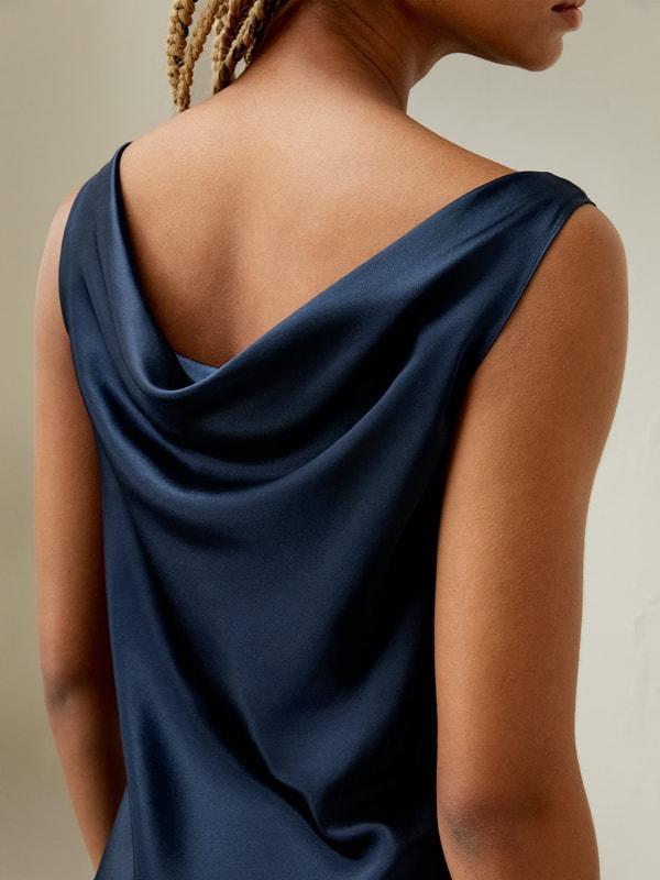 Cowl-Neck Silk Midi Dress Product Image