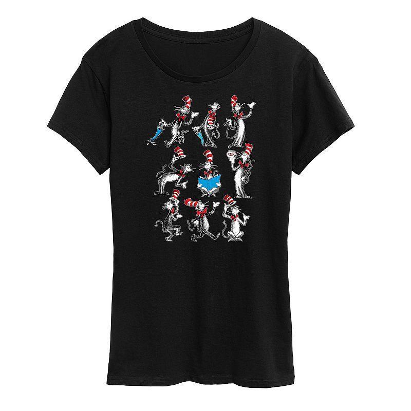 Womens Dr. Seuss Cat Hat Grid Graphic Tee Product Image