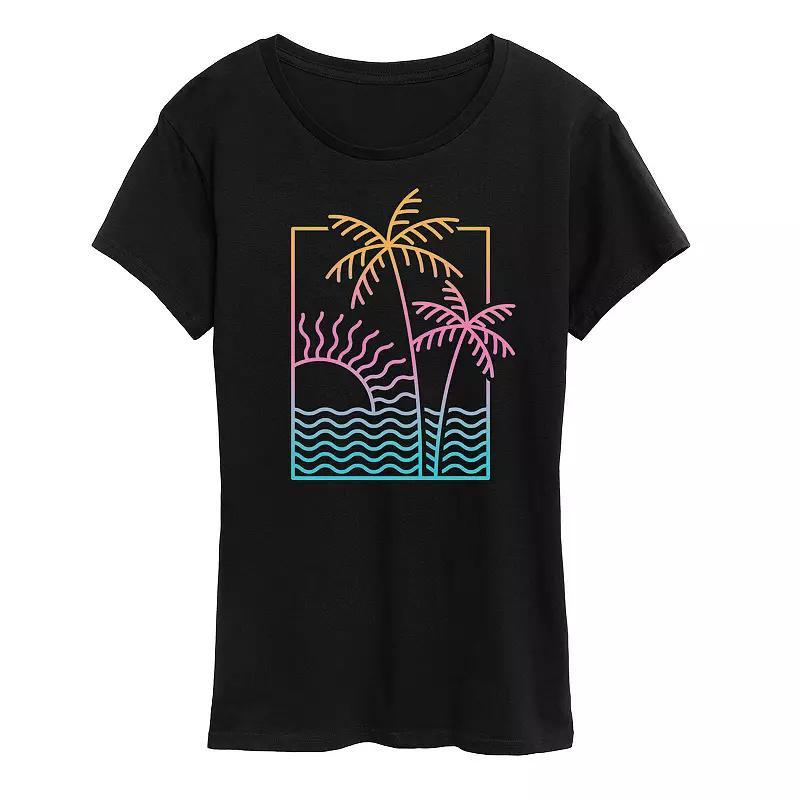 Womens Line Drawing Sunset Graphic Tee Product Image