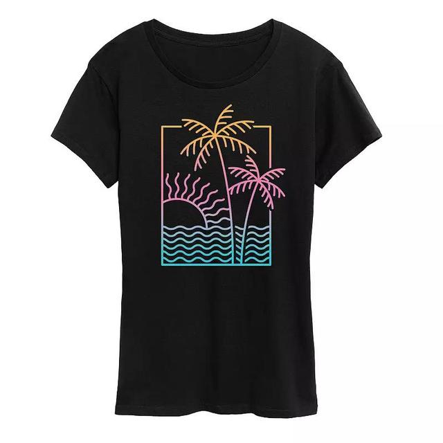 Womens Line Drawing Sunset Graphic Tee Product Image