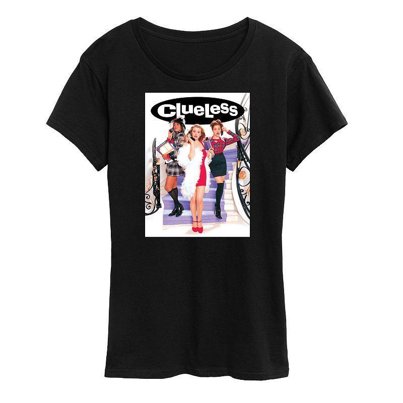 Womens Clueless Poster Graphic Tee, Girls Grey Blue product image