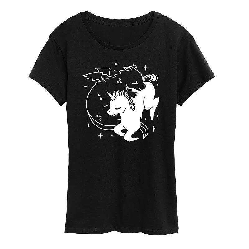 Womens Dragon Unicorn Graphic Tee Blue Product Image