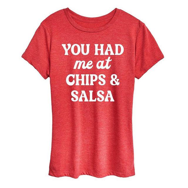 Womens You Had Me At Chips And Salsa Graphic Tee Grey Red Product Image