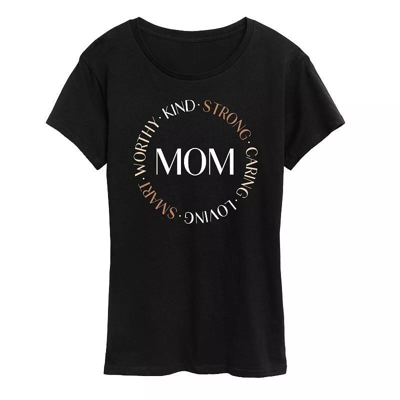 Womens Mom Characteristics Circle Graphic Tee Product Image