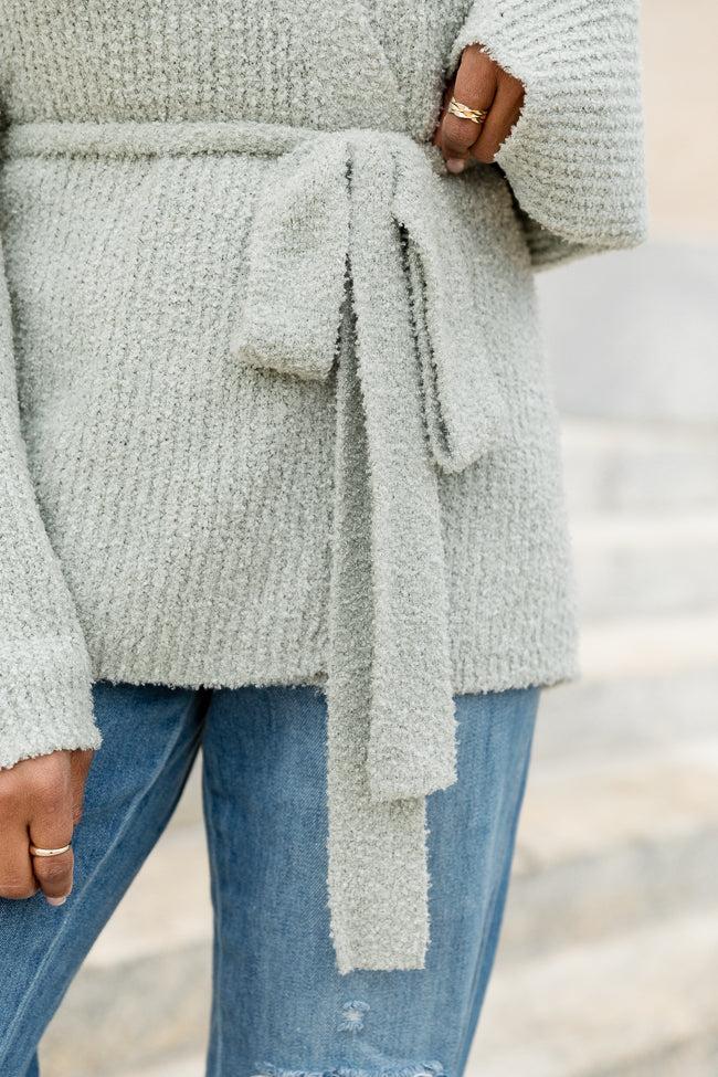 Find Your Purpose Sage Fuzzy Wrap Cardigan FINAL SALE Product Image