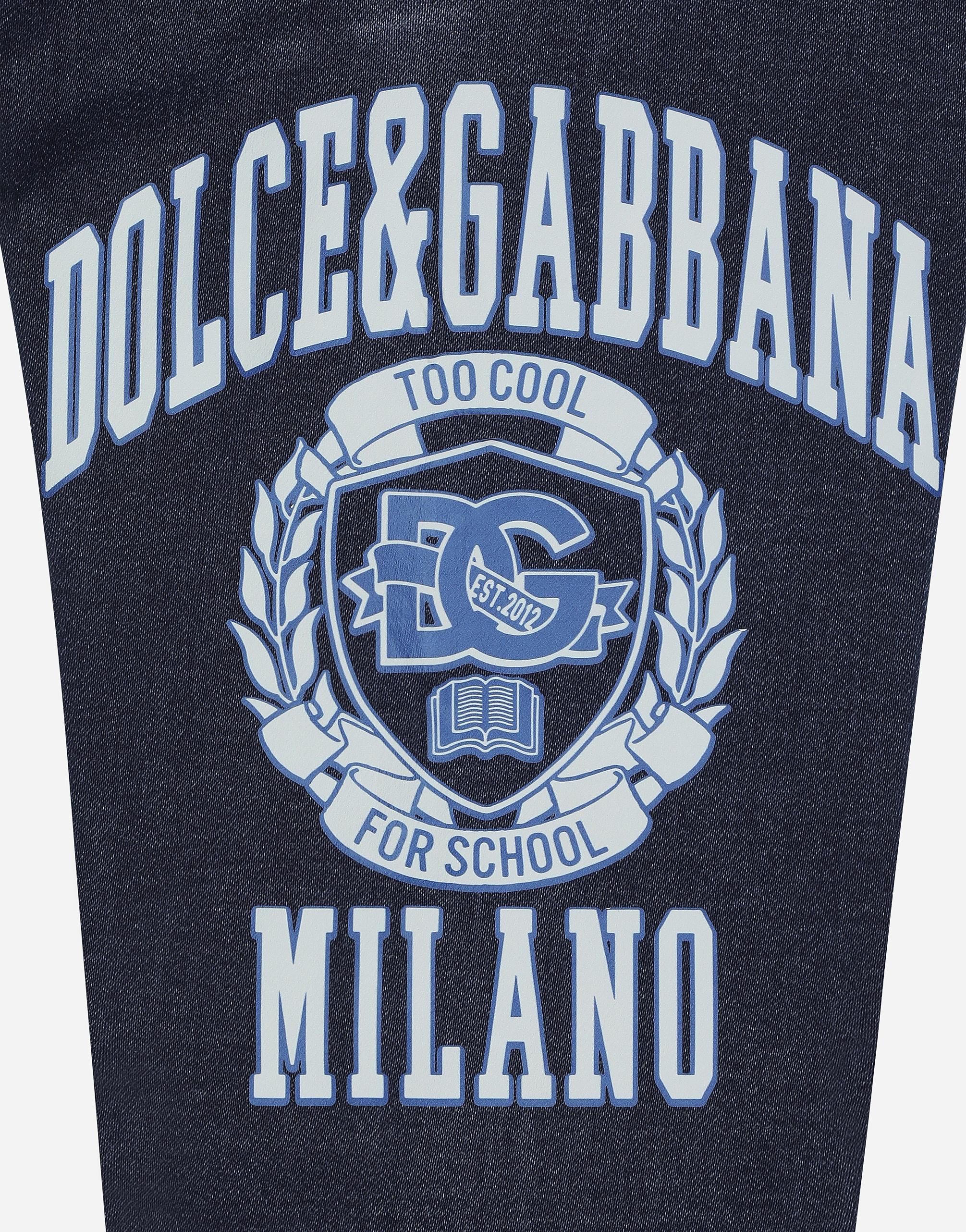 Denim Jogging Pants With Dolce&gabbana Logo In Multicolor Product Image