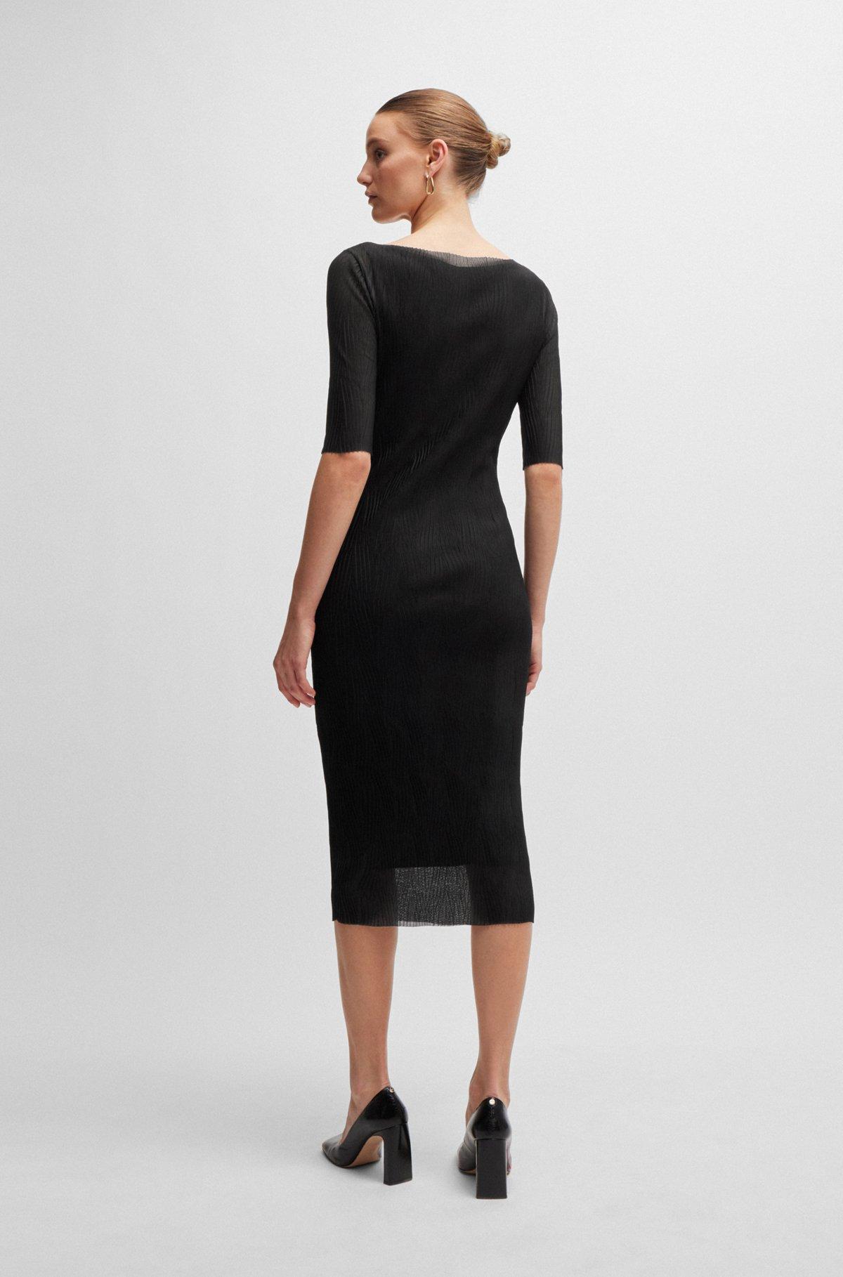 Cropped-sleeve dress in plissé tulle Product Image