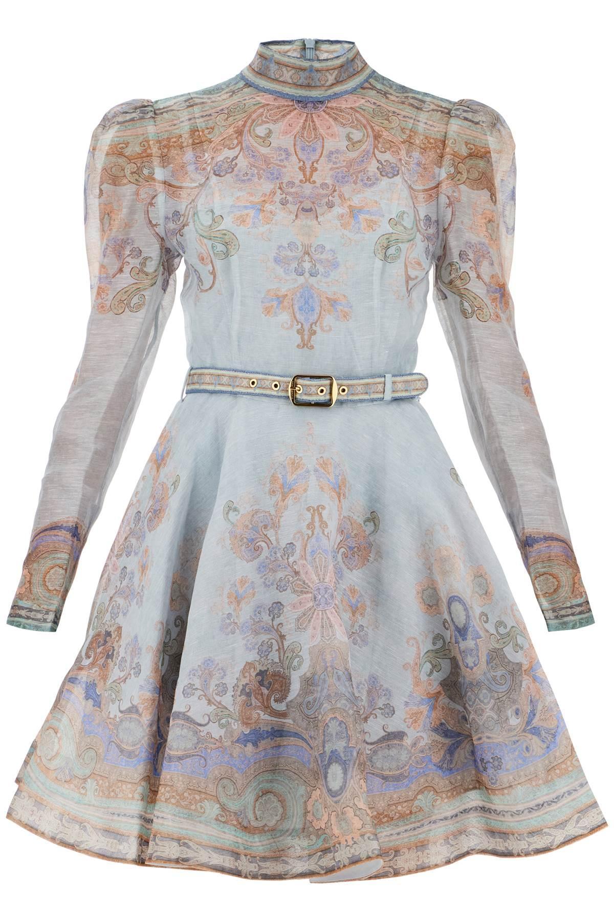 ZIMMERMANN Eden Belted Flower-and-paisley-print Linen And In Blue Product Image