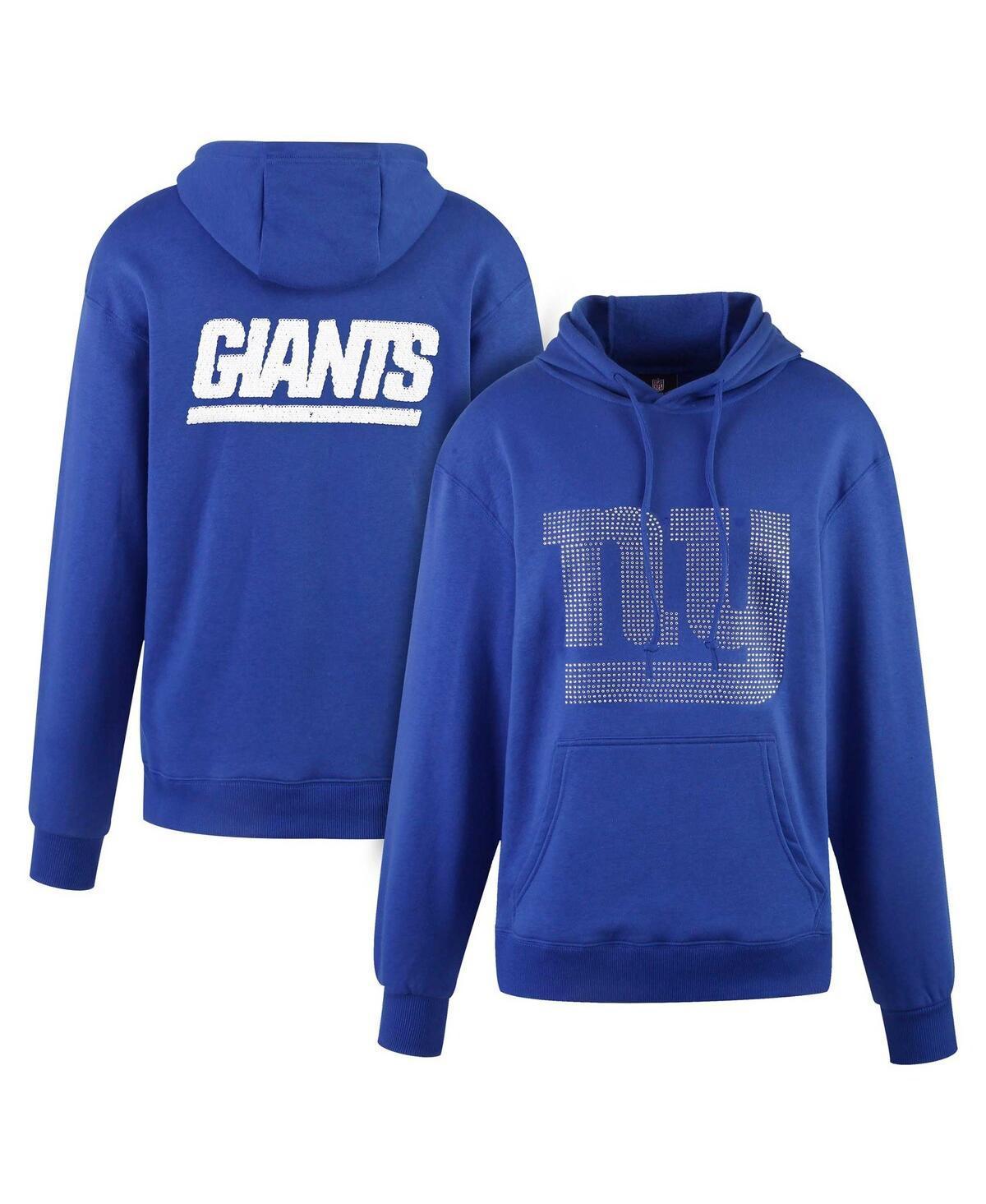 Womens Cuce Royal New York Giants Rhinestone Logo Wordmark Pullover Hoodie Product Image