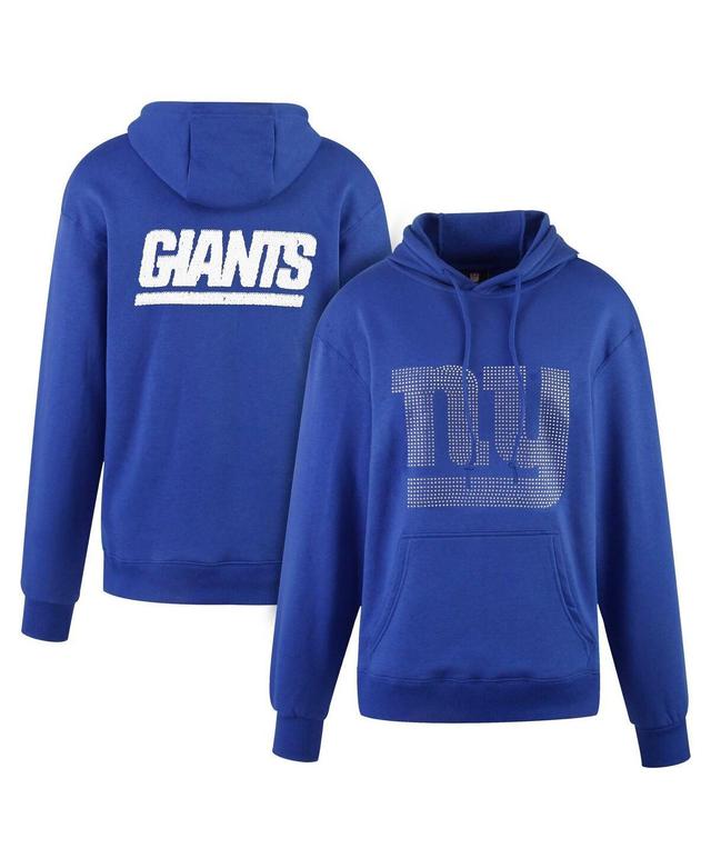 Womens Cuce Royal New York Giants Rhinestone Logo Wordmark Pullover Hoodie Product Image