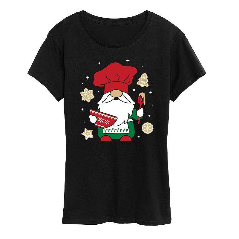 Womens Christmas Baking Gnome Graphic Tee, Girls Heather Grey Product Image