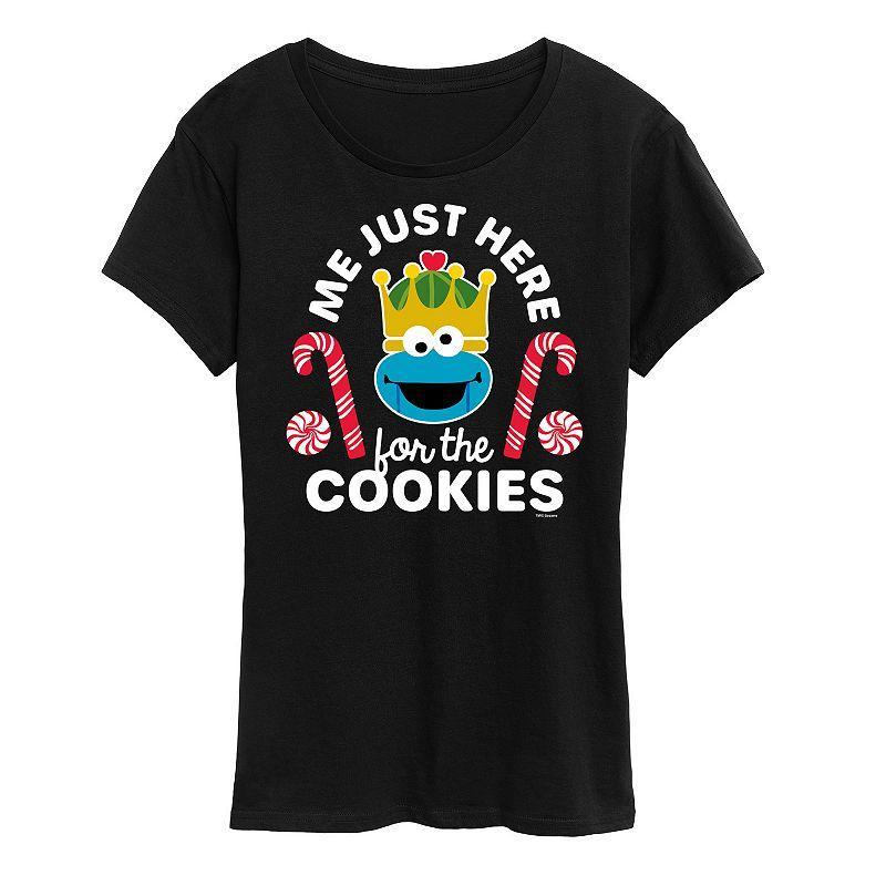 Womens Sesame Street Just Here For The Cookies Graphic Tee Blue Product Image