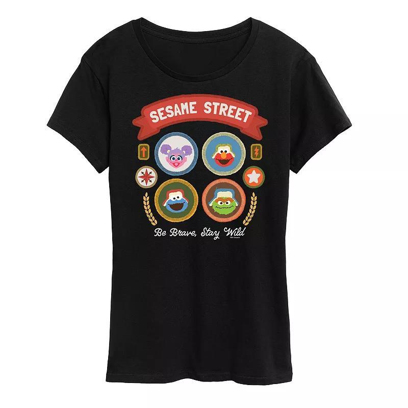 Womens Sesame Street Be Brave Stay Wild Graphic Tee Blue Product Image