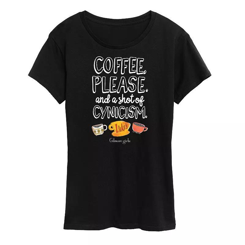 Womens Gilmore Girls Coffee Cynicism Graphic Tee, Girls Grey Blue Product Image