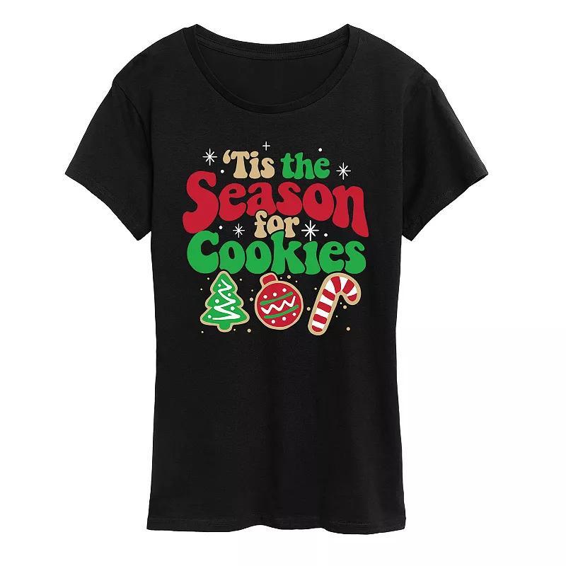 Womens Tis The Season For Cookies Graphic Tee Black Product Image