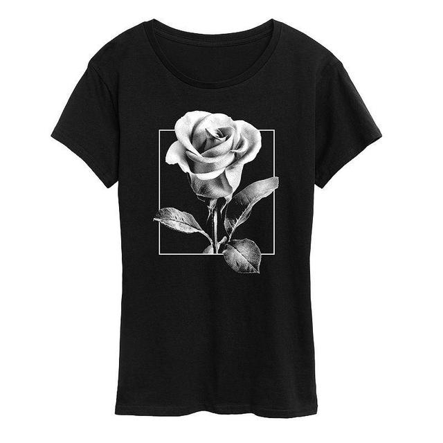 Womens White Rose Graphic Tee Grey Dark Red Product Image