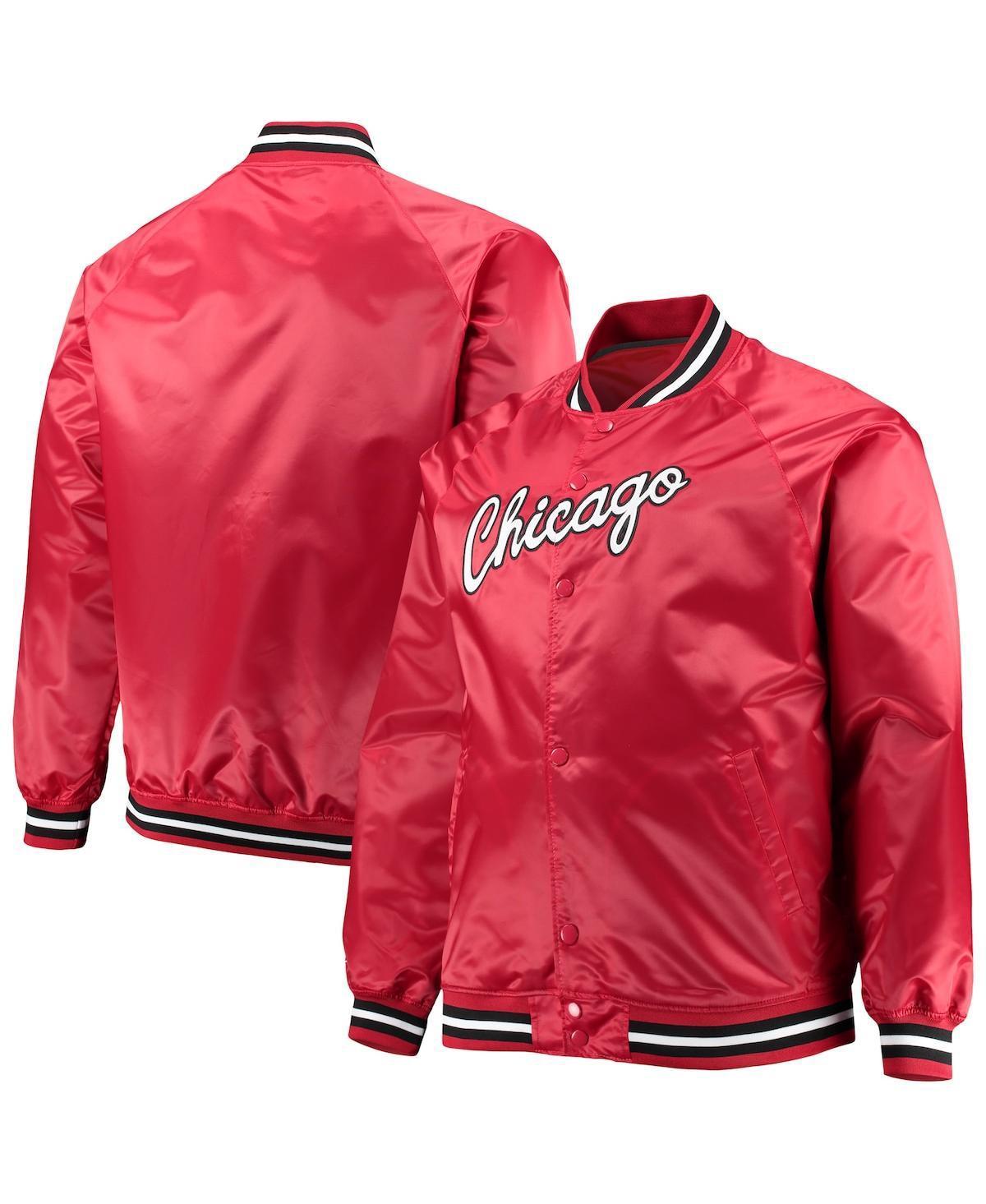 Mens Mitchell & Ness Chicago Bulls Big & Tall Hardwood Classics Raglan Satin Full-Snap Jacket Product Image