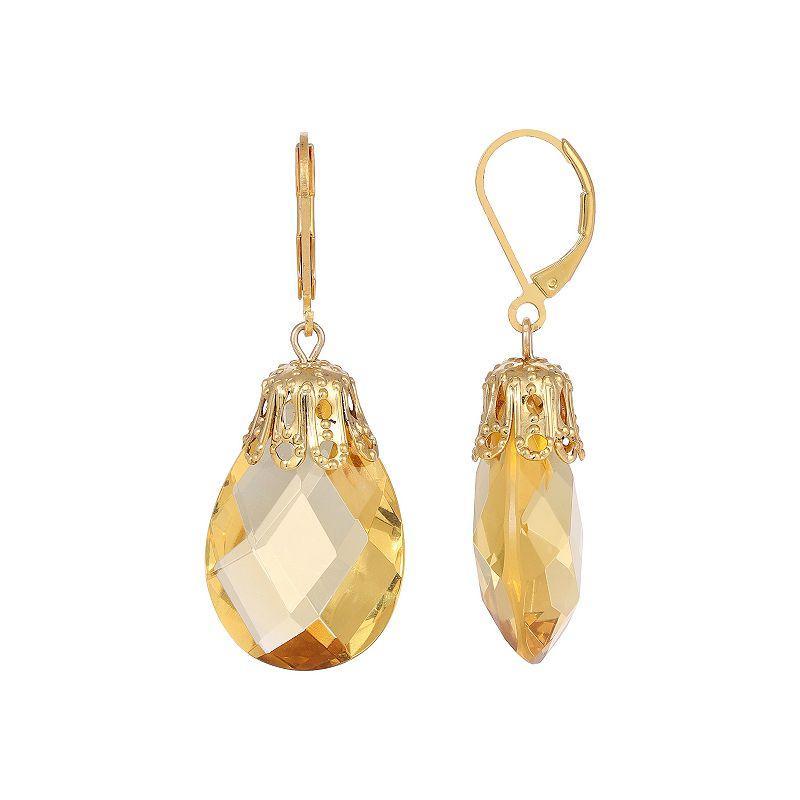 1928 Gold Tone Briolette Drop Earrings, Womens, Red Product Image